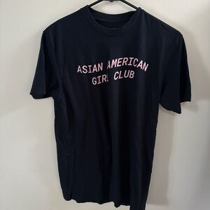 Asian American Girl Club Black Tee with Pink Text